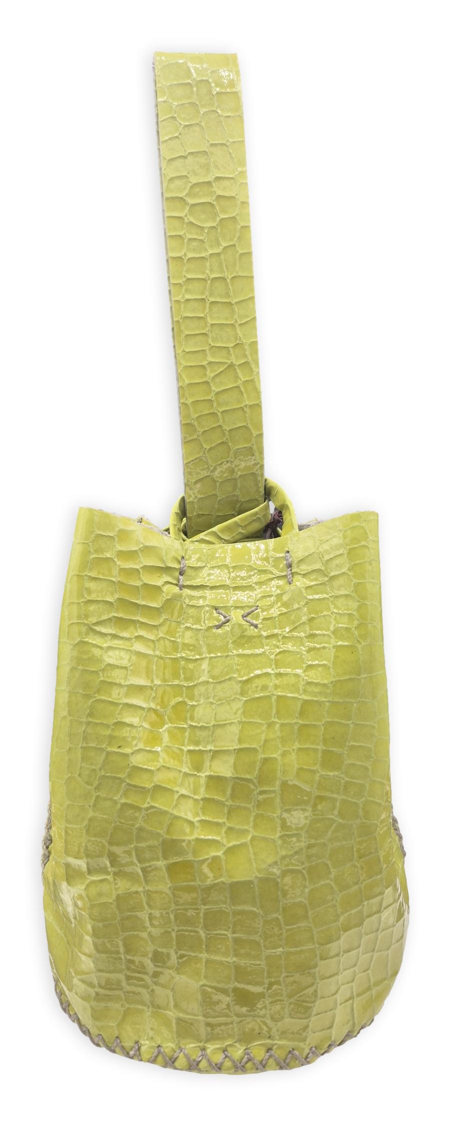 navigli bag | apple green jelly mini croc-embossed upcycled leather