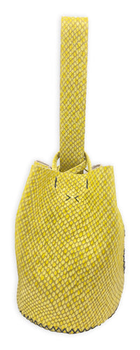 navigli bag | yellow snake-embossed upcycled leather