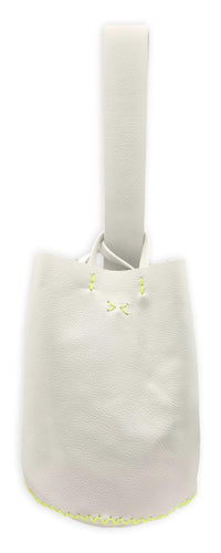 navigli bag | off-white leather with neon stitches