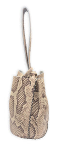 navigli bag | beige and brown snake-embossed upcycled leather