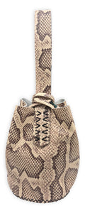 navigli bag | beige and brown snake-embossed upcycled leather