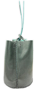 navigli bag | green lezard-embossed upcycled leather
