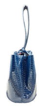 navigli bag | navy croc-embossed upcycled patent leather