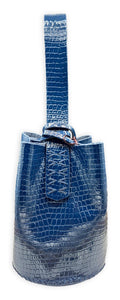 navigli bag | navy croc-embossed upcycled patent leather