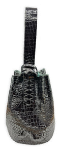 navigli bag | black upcycled patent leather