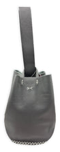 navigli bag | black upcycled leather with white stitches