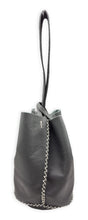 navigli bag | black upcycled leather with white stitches