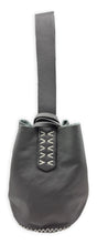 navigli bag | black upcycled leather with white stitches
