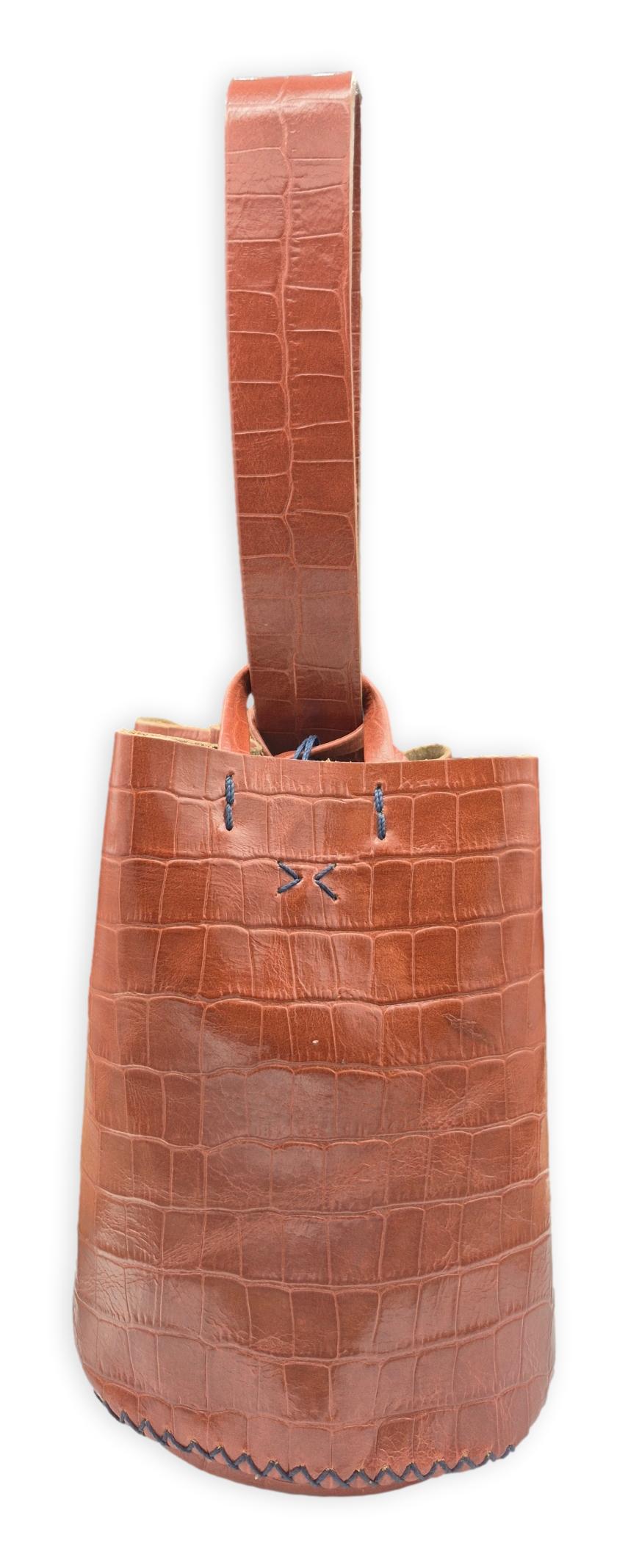 navigli bag | light brown croc-embossed upcycled leather