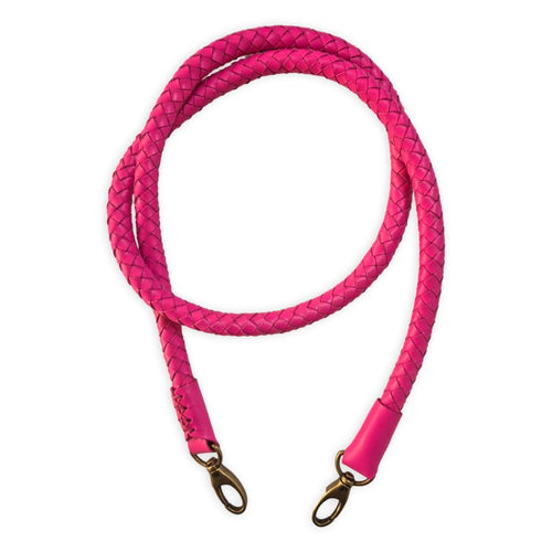 pink hand-braided leather strap