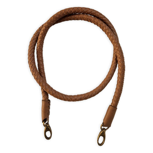 brown hand-braided leather strap