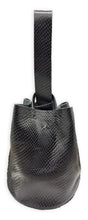 navigli bag | black snake-embossed upcycled leather