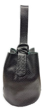 navigli bag | black snake-embossed upcycled leather
