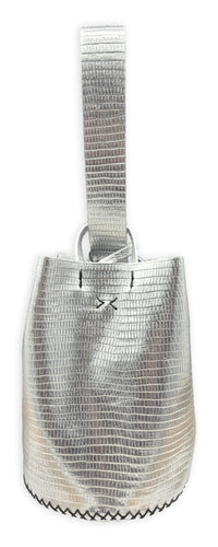 navigli bag | silver lezard-embossed upcycled leather