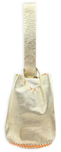 navigli bag | golden upcycled leather with orange stitches