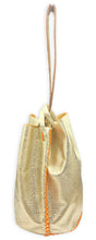 navigli bag | golden upcycled leather with orange stitches
