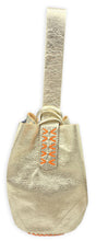 navigli bag | golden upcycled leather with orange stitches