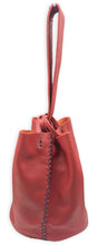 navigli bag | red upcycled leather with black stitches