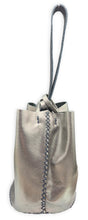navigli bag | pewter geometric-embossed upcycled leather