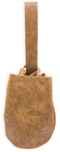 navigli bag | light brown upcycled leather with orange stitches