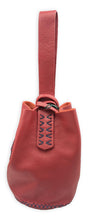 navigli bag | red upcycled leather with black stitches