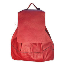 bay ridge backpack | red upcycled leather