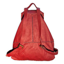 bay ridge backpack | red upcycled leather