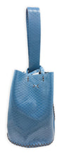 navigli bag |  blue snake-embossed upcycled leather