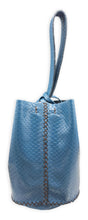navigli bag |  blue snake-embossed upcycled leather