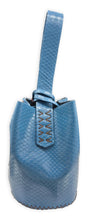 navigli bag |  blue snake-embossed upcycled leather