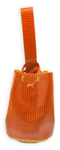 navigli bag |  orange lezard-embossed upcycled leather with yellow stitching