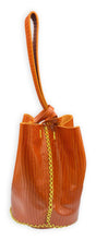 navigli bag |  orange lezard-embossed upcycled leather with yellow stitching
