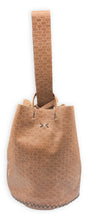 navigli bag |  brown geometric-embossed upcycled leather