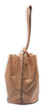 navigli bag |  brown geometric-embossed upcycled leather