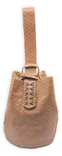 navigli bag |  brown geometric-embossed upcycled leather