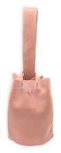 navigli bag | pink nude upcycled leather with blue stitching