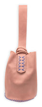 navigli bag | pink nude upcycled leather with blue stitching