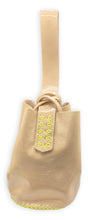 navigli bag | glossy beige upcycled leather with neon stitching