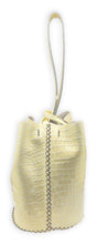 navigli bag | glossy off-white mini croc-embossed upcycled leather