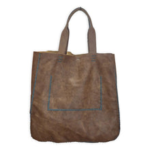 ipanema bag | brown upcycled leather with blue stitching