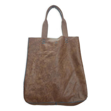 ipanema bag | brown upcycled leather with blue stitching