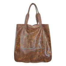 ipanema bag | brown upcycled leather with light blue stitching