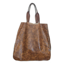 ipanema bag | brown upcycled leather with light blue stitching