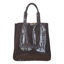 ipanema bag | dark brown glossy croc-embossed upcycled leather