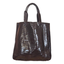 ipanema bag | dark brown glossy croc-embossed upcycled leather