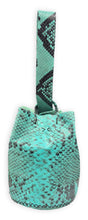 navigli bag | black and green snake-embossed upcycled leather