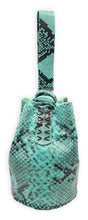 navigli bag | black and green snake-embossed upcycled leather
