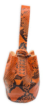 navigli bag | orange snake-embossed upcycled leather