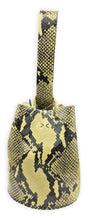 navigli bag | black and lime yellow snake-embossed upcycled leather