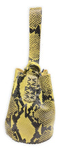 navigli bag | black and lime yellow snake-embossed upcycled leather
